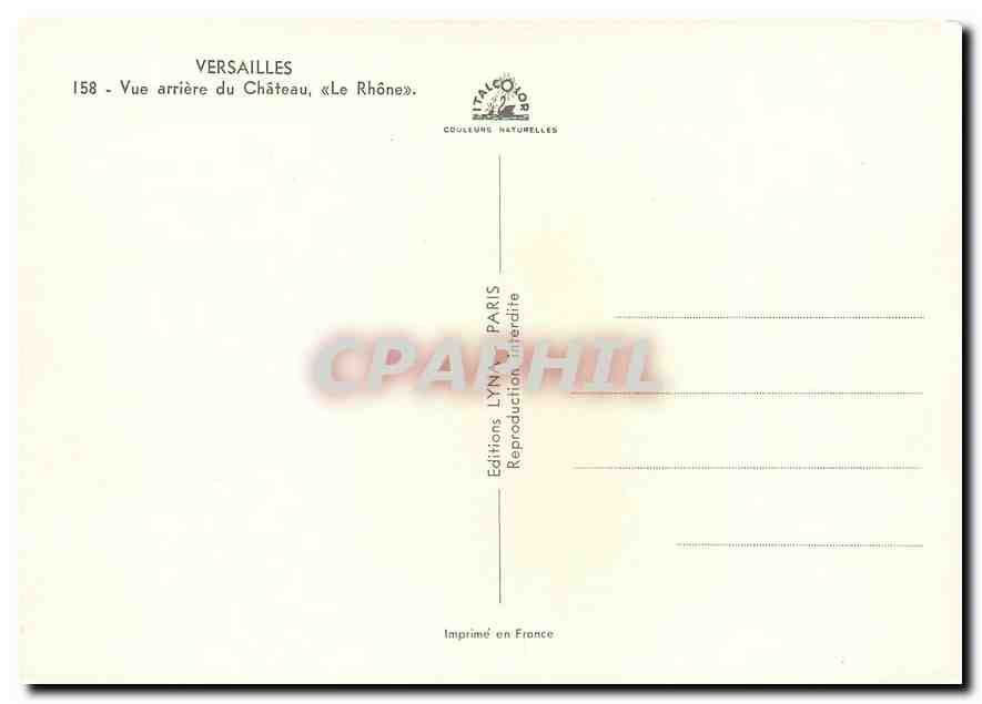 CPM Versailles Vue aerienne du Chateau Le Rhone  — Verso
