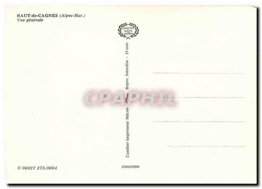 CPM Haut de Cagnes Alpes Mar Vue generale  — Verso
