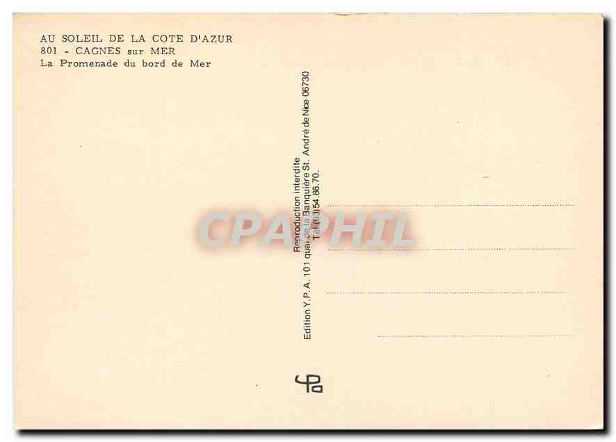CPM Au Soleil de la Cote d'Azur Cagnes sur Mer La Promenade du bord de Mer  — Verso