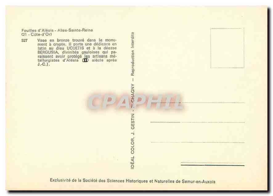 CPM Fouilles d'Allse Sainte Reine Cote d'Or  — Rückseite