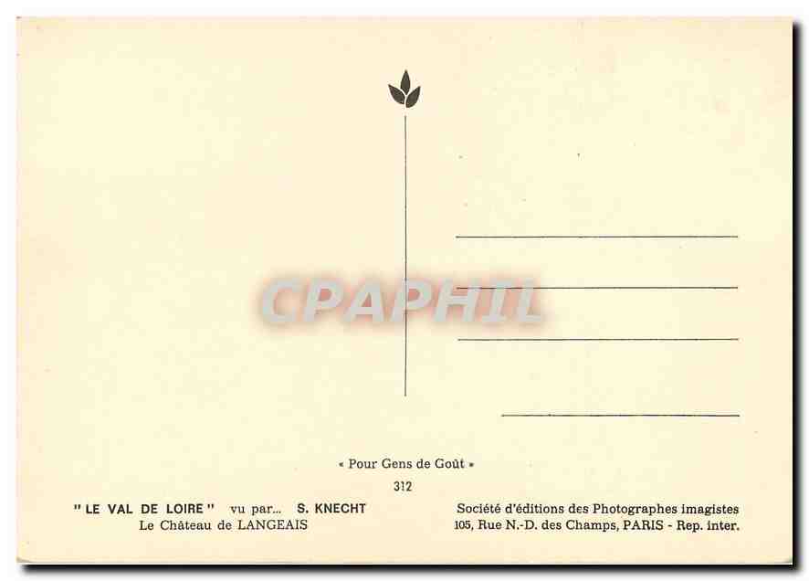 CARTE MAXIMUM Signee Le Val de Loire Le Chateau de Langeais  — Rückseite