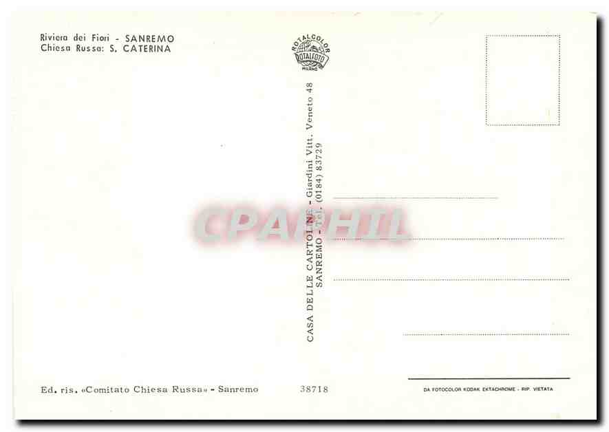 CPM Riviers dei Fiori Sanremo  — Verso