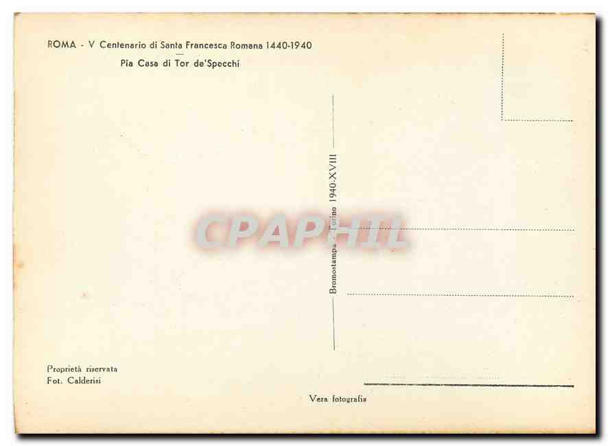 CPM Roma V Centenario di Santa Franceska Romana  — Rückseite