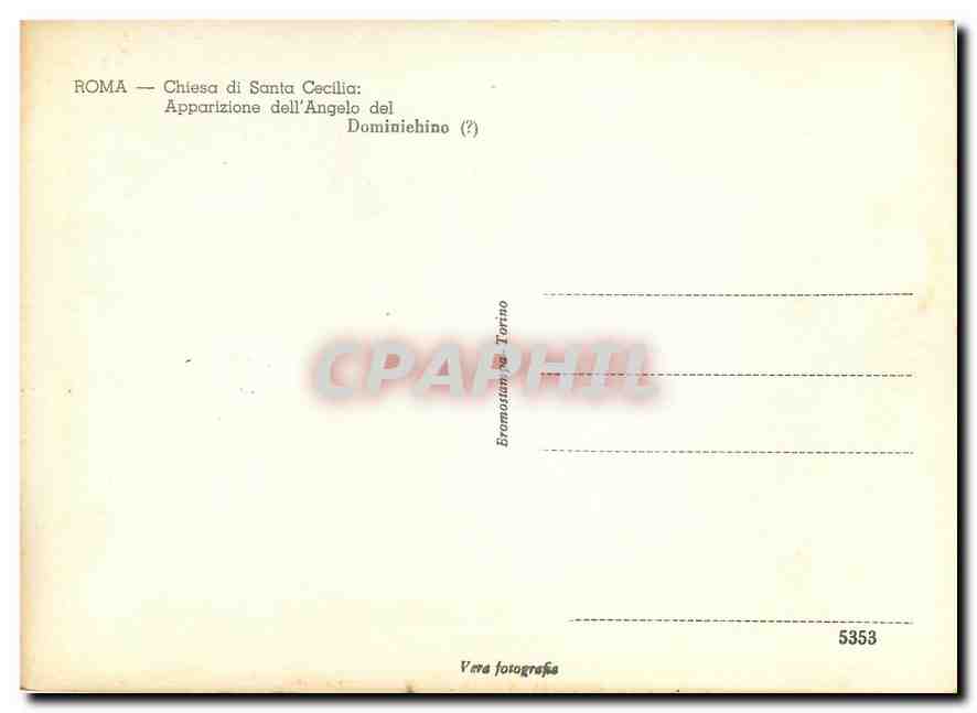CPM Roma Chiesa di Santa Cecila Apparizione dell'Angelo del Dominichino  — Rückseite