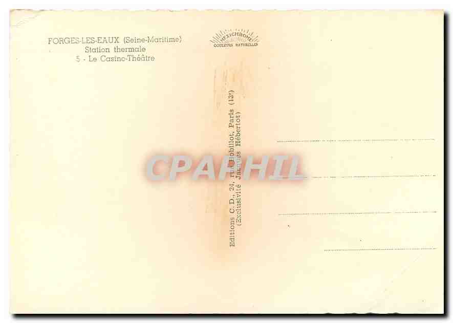 CPM Forges les Eaux Seine Mairitime Station thermale Le Casino Theatre  — Rückseite