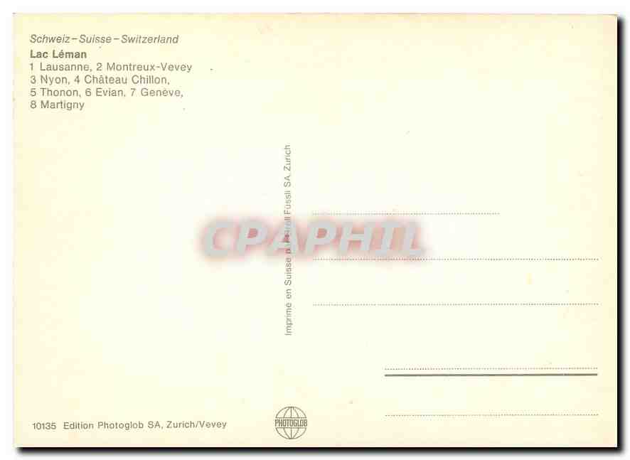CPM Schweiz Suisse Switzerland Lac Leman Lausanne Montreux Vevey Nyon Chateau Chillon Thonon Evian G — Rückseite