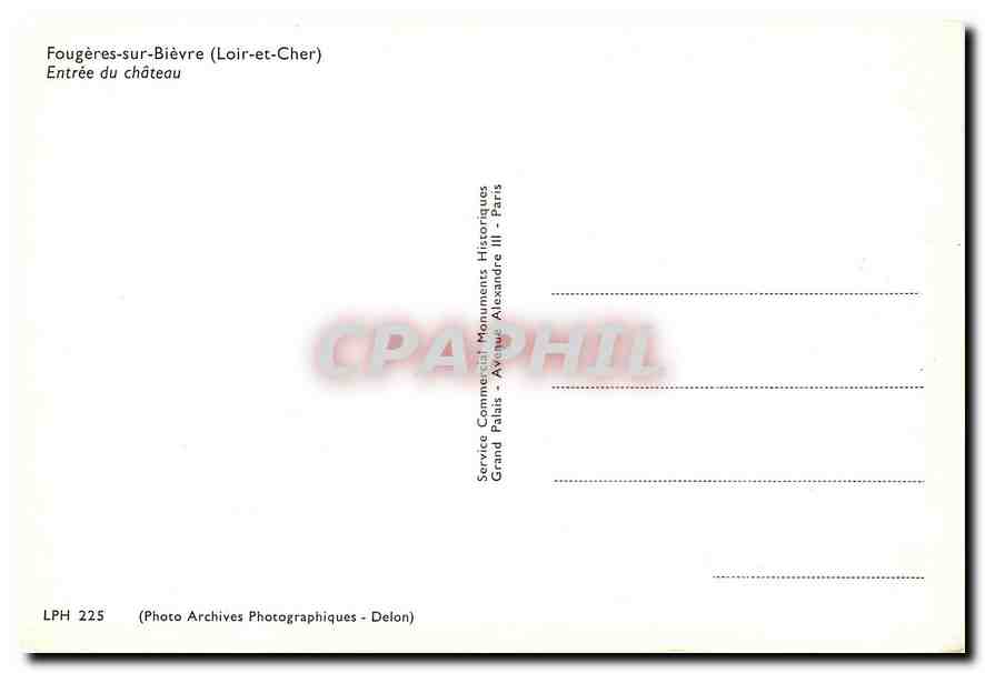 CPM Fourgeres sur Bievre Loire et Cher Entree du chateau  — Verso