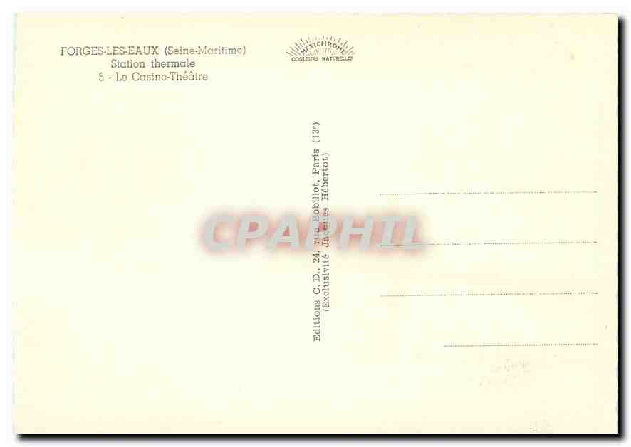 CPM Forges les Eaux Seine Maritime Station thermale Le Casino Theatre  — Rückseite