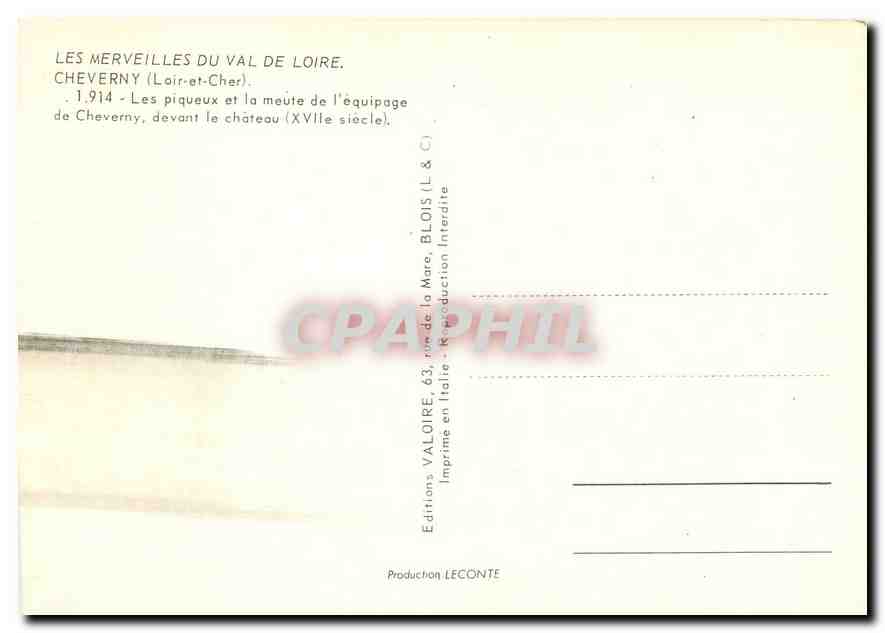 Cheverny — Les piqueux et la meute devant le château (XVIIe siècle) — Éditions Valoire — Reverso