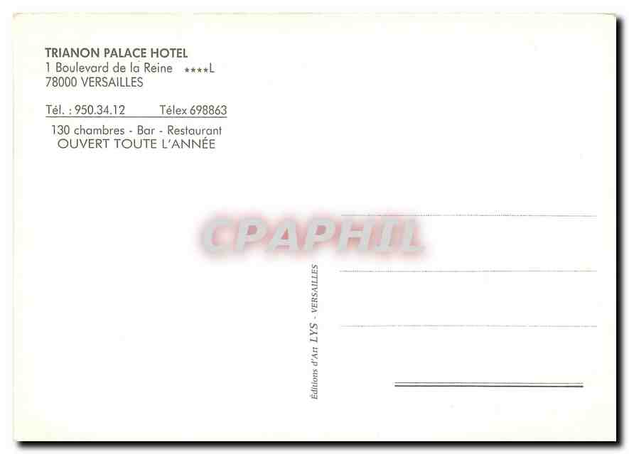 CPM Trianon Palace Hote Boulevard de la Reine Versailles  — Rückseite