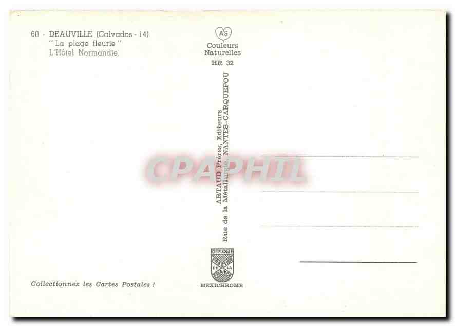 CPM Deauville Calvados la Plage Fleurie l'Hotel Normandie  — Rückseite