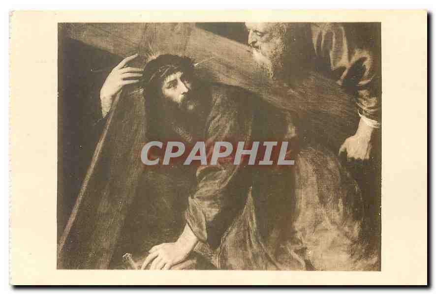 CPM Jesucristo Y Simon Cirineo Tiziano Museo del Prado 