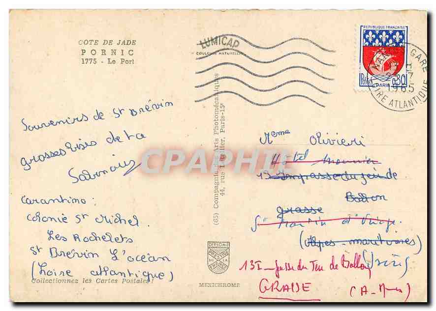 CPM Cote de Jade Pornic le Port Bateaux de peche — Rückseite
