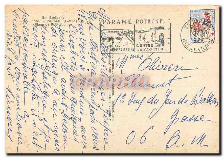 CPM En Bretagne Parame I et V Plage de Rochebonne  — Rückseite