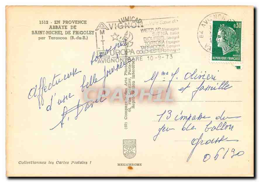 CPM En Provence Abbaye de Saint Michel de Frigolet par Tarascon B du R  — Rückseite