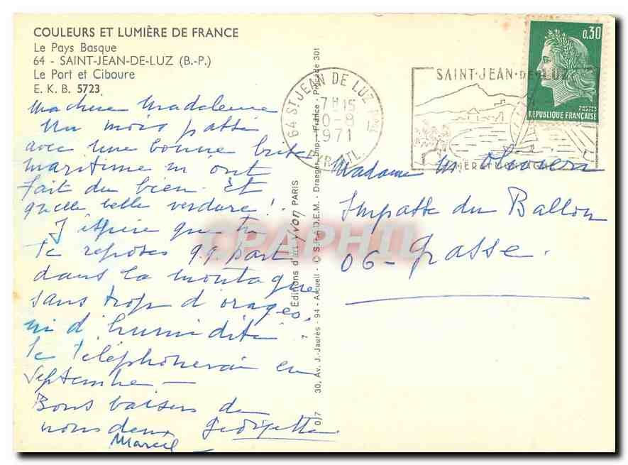 CPM Le Pays Basque Saint Jean de Luz B P le port et ciboure  — Verso