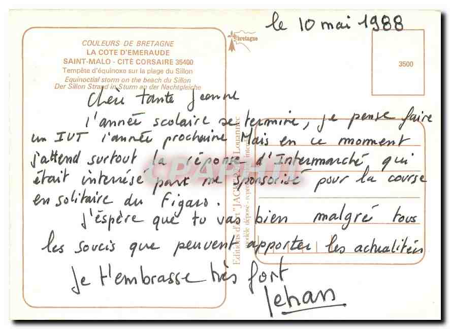 Saint-Malo - Côte d'Émeraude — Tempête d'équinoxe sur la plage du Sillon — Éditions de JACQUES Lourmeur — Back