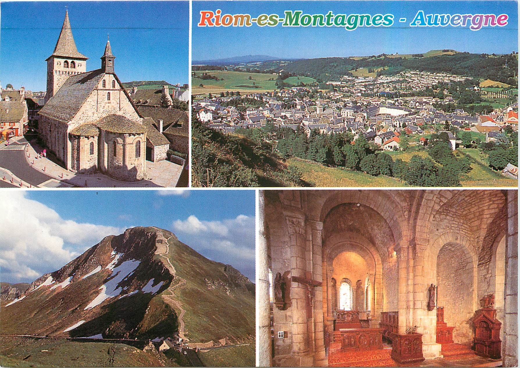CPM Haute Auvergne Riom es Montagnes Cantal Eglise St Georges La ville depart de randonnees vers le 