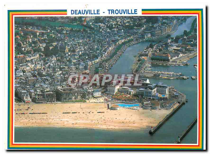 CPM Images de France Calvados Deauville Trouville Vue aerienne 