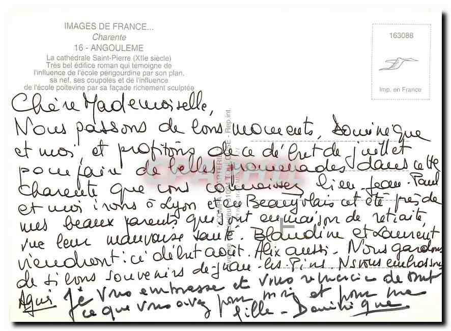 CPM Images de France Charente Angouleme La Cathedrale Saint Pierre  — Back