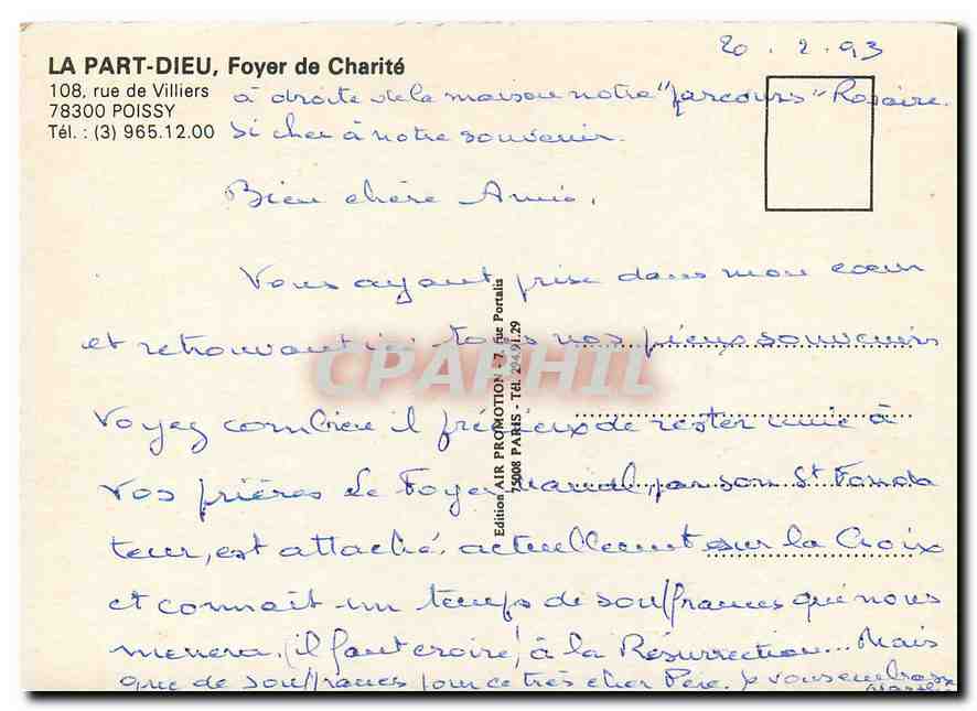 CPM La Part Dieu Foyer de Charite  — Rückseite