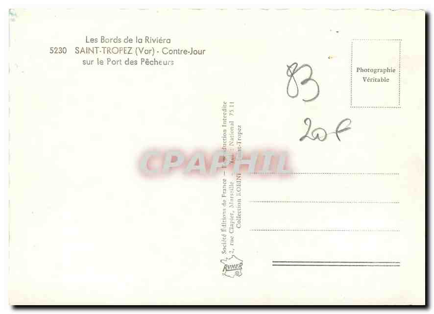 Les Bords de la Riviera — Saint-Tropez (Var) — Port des Pêcheurs — Société Éditions de France — Rückseite