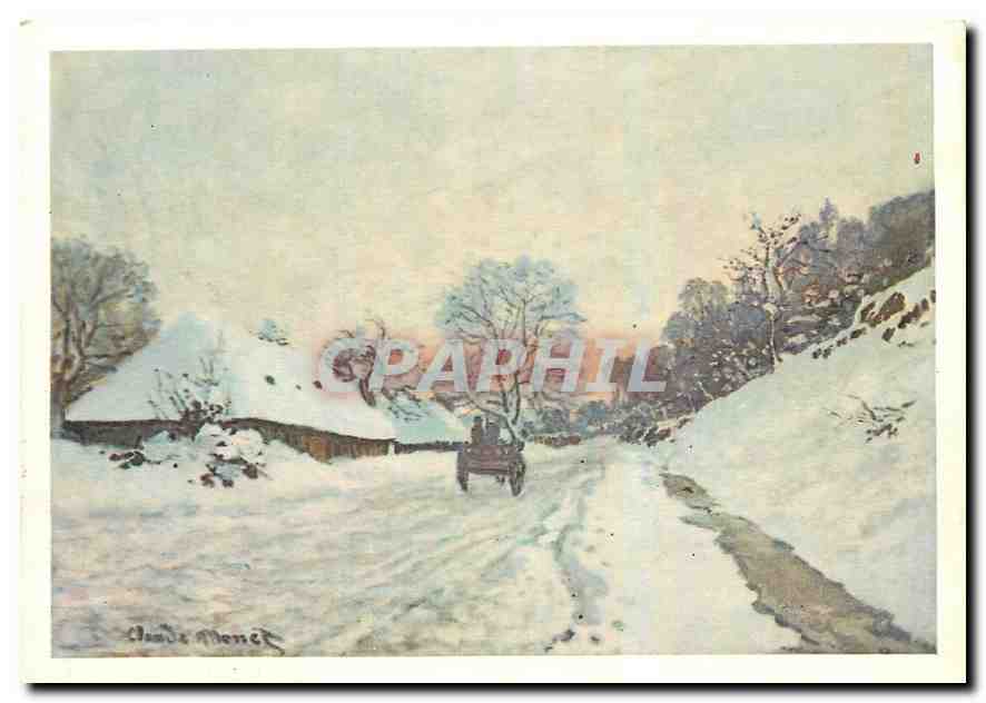 CPM Monet La Charette Route sous la neige a Honfleur 