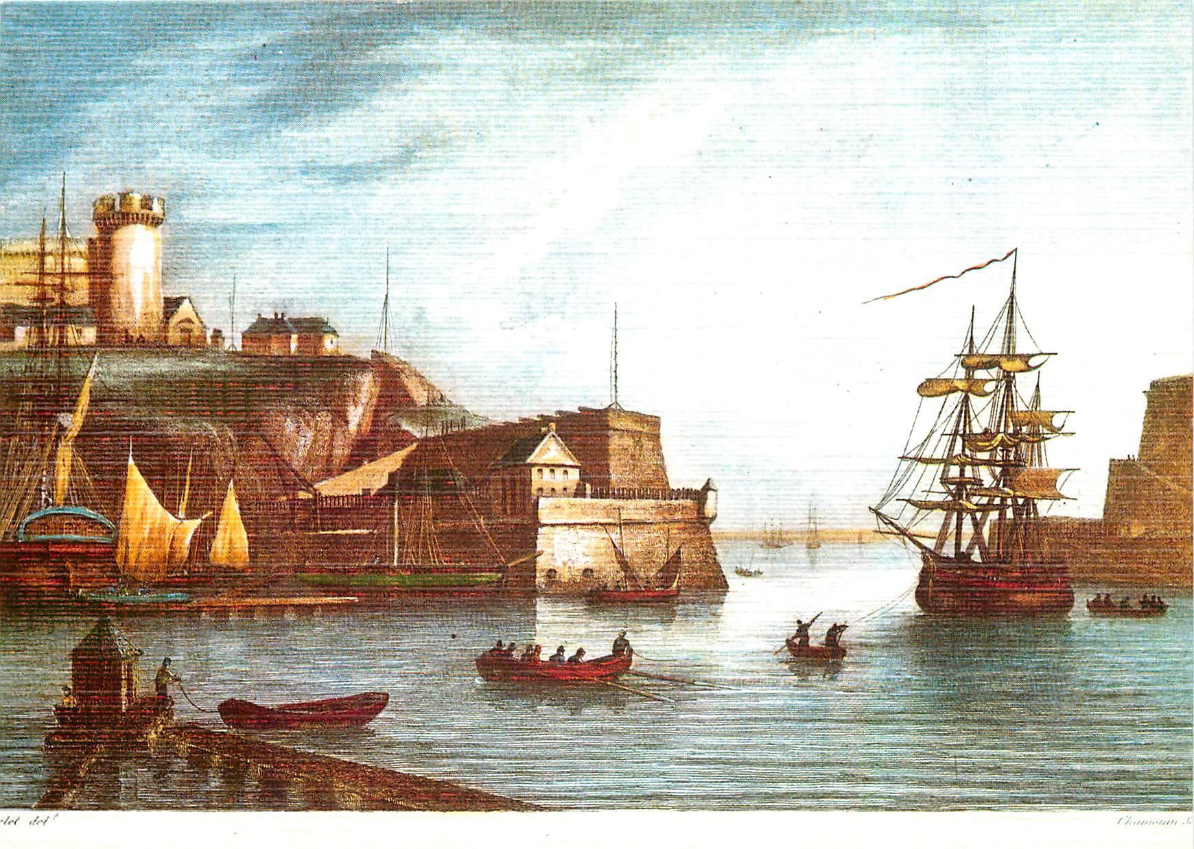 CPM Lithographie Bretagne Ancienne Brest L'entree du port Chamouin 