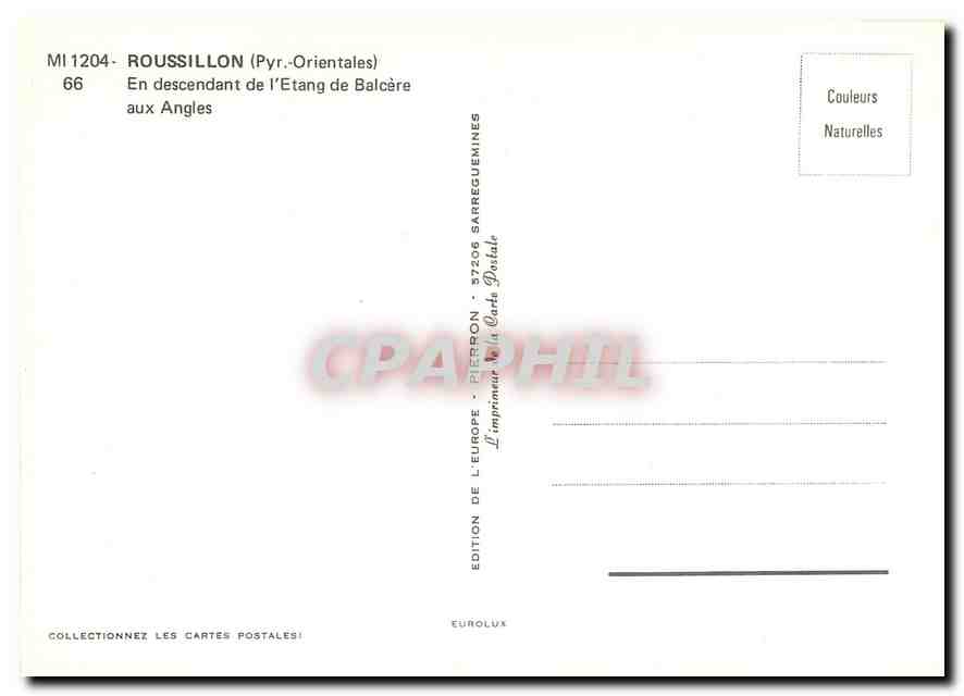 CPM Roussillon Pyr Orientales En descendant de l'Etang de Balcere aux Angles  — Back