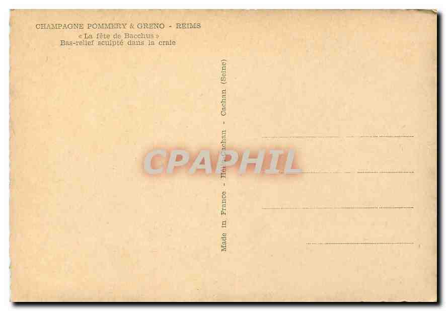 CPM Champagne Pommery & Greno Reims La fete de Bacchus Bas relief sculpte dans la craie  — Verso