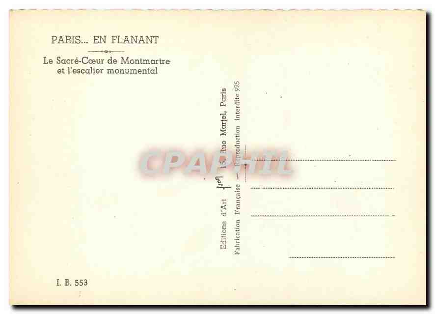 CPM Paris en flanant Le Sacre Coeur de Montmartre et l'escalier monumental  — Rückseite