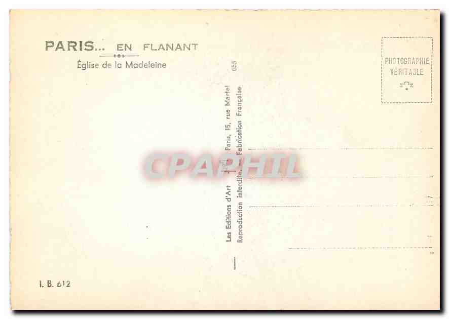CPM Paris en flanant Eglise de la Madeleine  — Verso