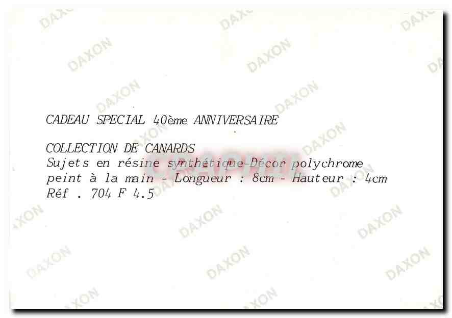 CPM Cadeau Special 40eme Anniversaire Collection de Canards  — Rückseite