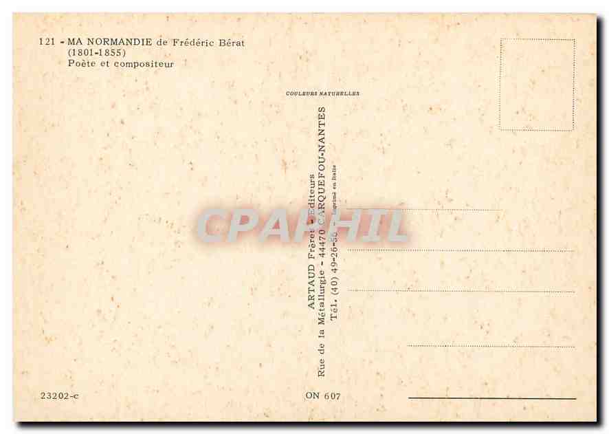 CPM Ma Normandie de Frederic Berat Poete et Compositeur  — Rückseite