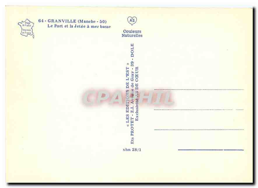 CPM Granville Manche Le Port et la Jetee a mer basse  — Rückseite