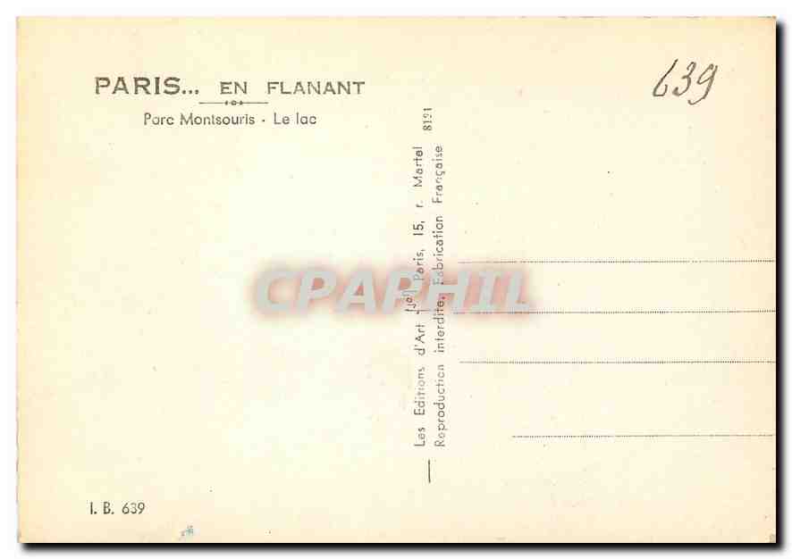 CPM Paris en flanant Parc Montsouris Le Lac  — Rückseite