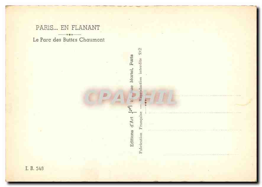 CPM Paris en flanant Le Parc des Buttes Chaumont  — Rückseite