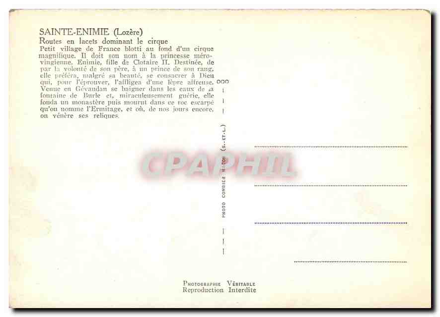 CPM Sainte Enimie Lozere Routes en lacets dominant le cirque  — Rückseite