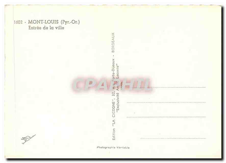 CPM Mont Louis Pyr Or Entree de la Ville  — Rückseite