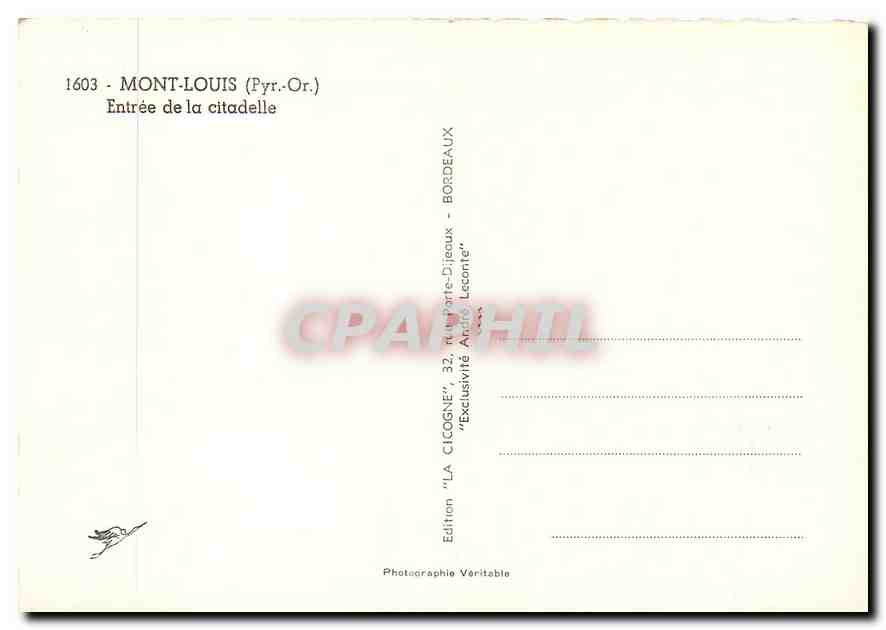 CPM Mont Louis Pyr Or Entree de la citadelle  — Verso