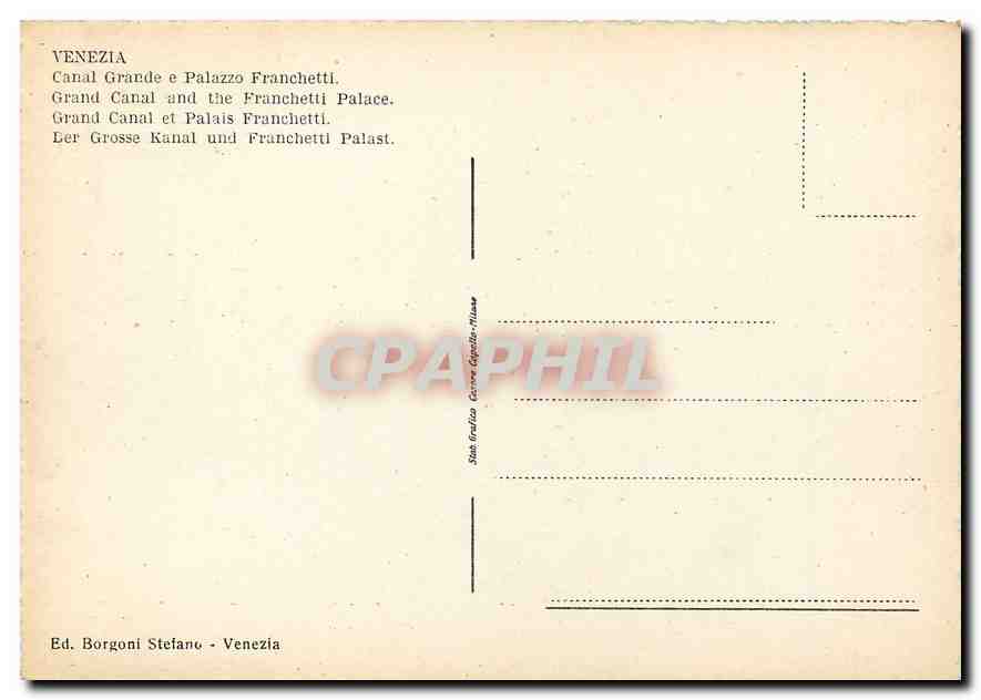 CPM Venezia Grand Canal et Palais Franchetti  — Rückseite