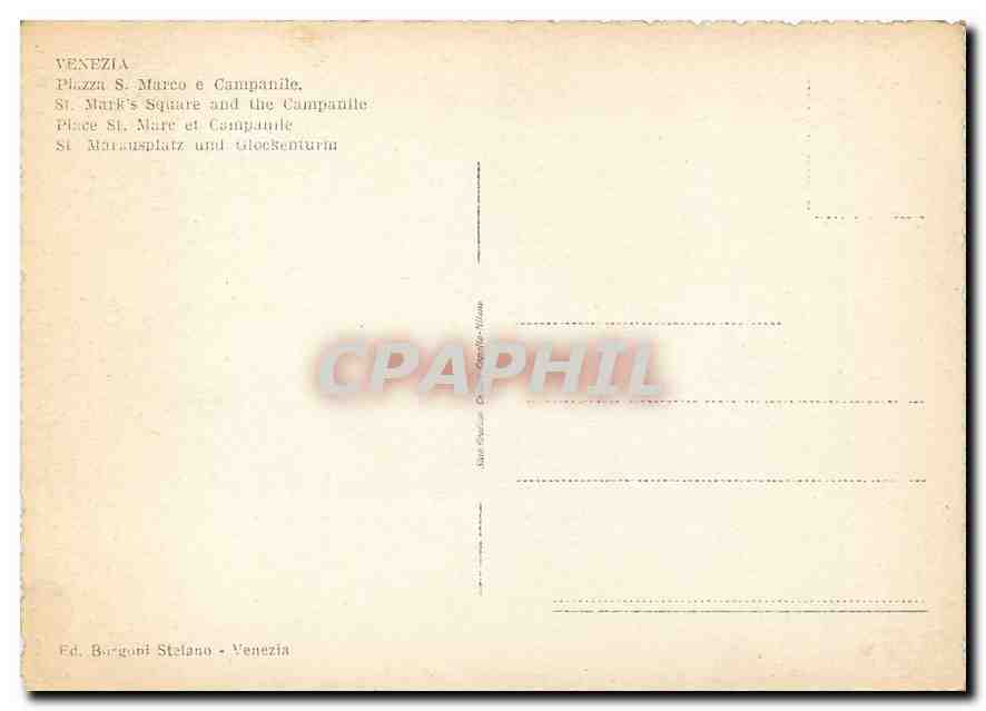 CPM Venezia Place St Marc et Campanile  — Verso