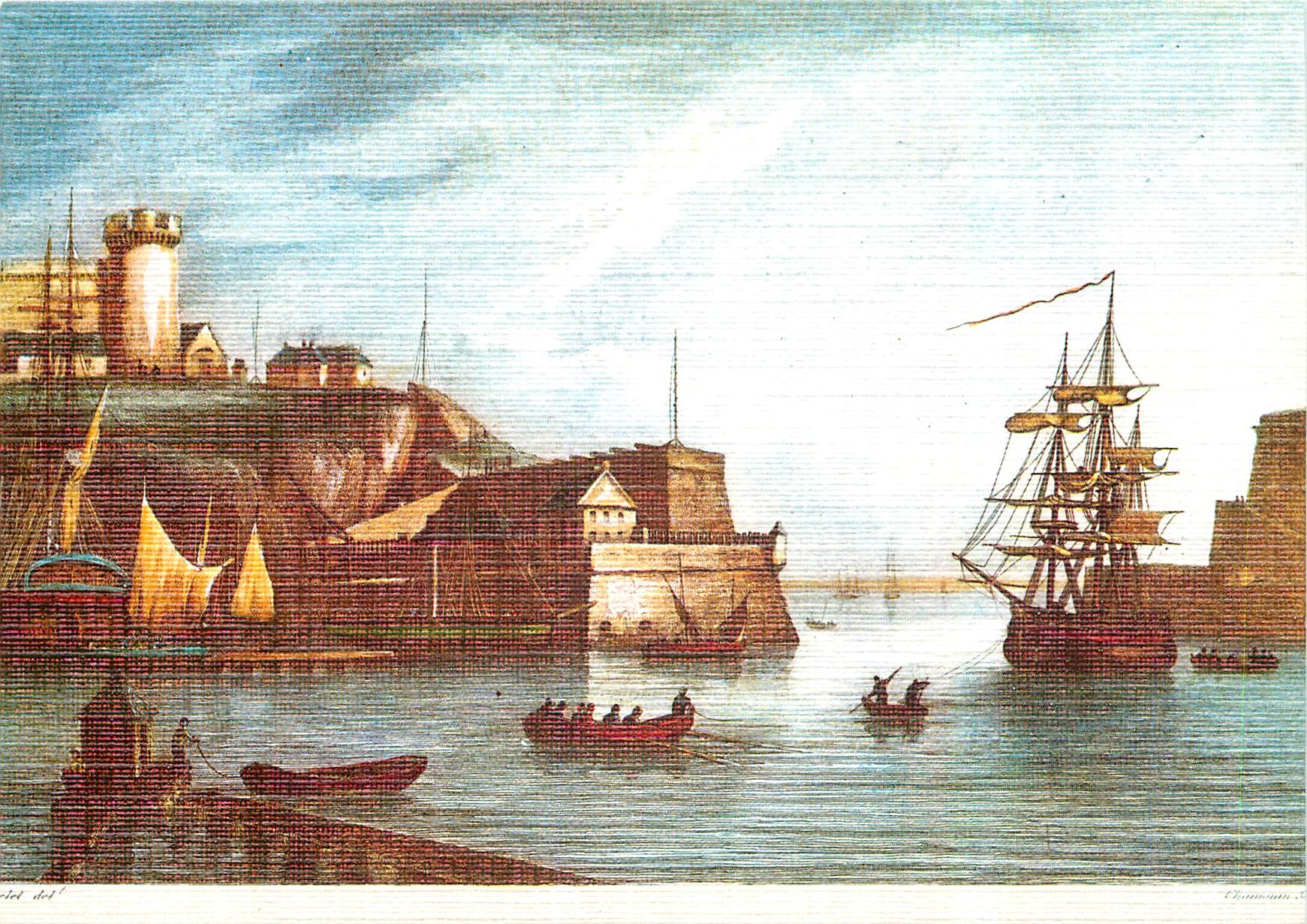 CPM Lithographie Bretagne Ancienne Brest L'entree du port Chamouin 