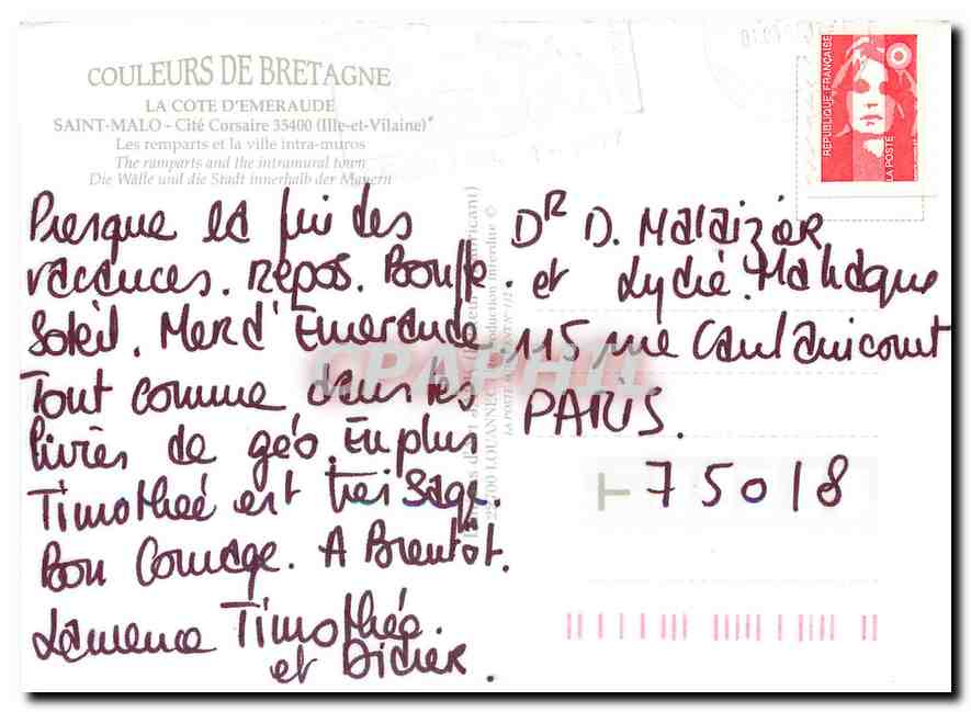 Saint-Malo — Luftbild der Stadt und des Schlosses — Farben der Bretagne — Rückseite