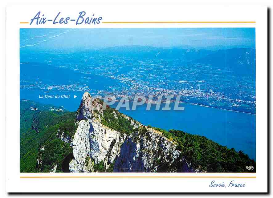 CPM Pres du Lac du Bourget Aix les Bains Savoie La ville dominee par la dent du Chat 