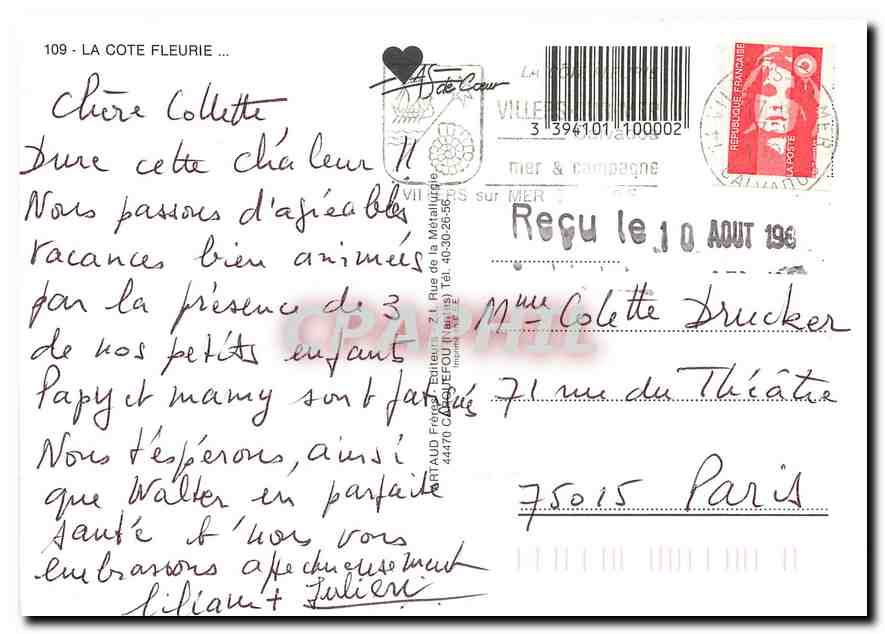 CPM La Cote Fleurie  — Rückseite
