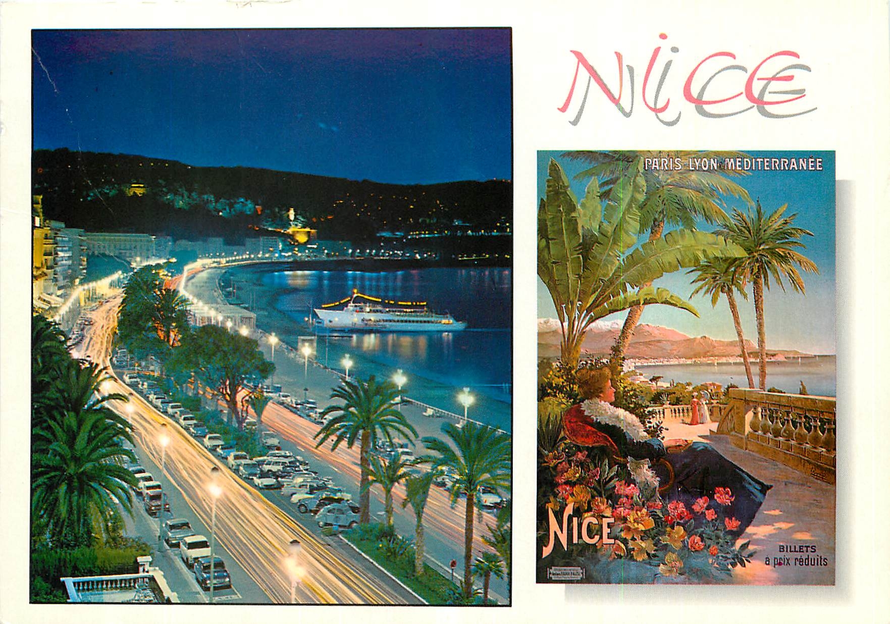 CPM Cote d'Azur Nice Alpes Maritimes La Promenade des Anglais et affiche ancienne 
