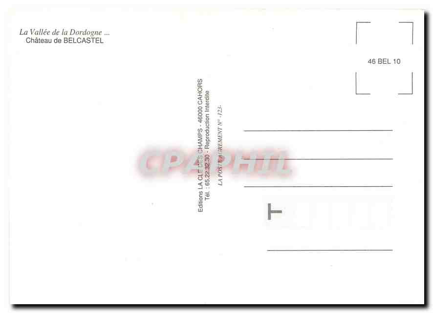 CPM La Vallee de la Dordogne Chateau de Belcastel  — Verso