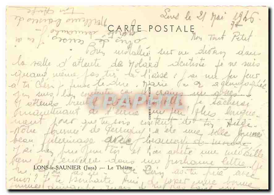 CPM Lons le Saunier Jura Le Theatre  — Rückseite