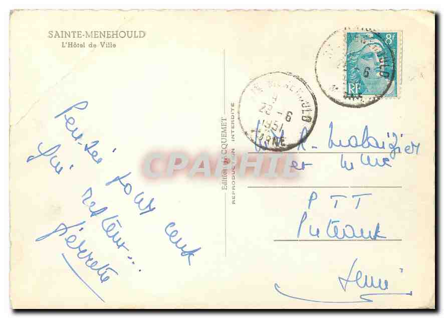 CPM Sainte Menehould L'Hotel de Ville  — Back